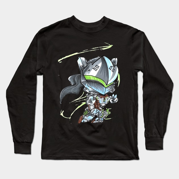 genji overwatch chibi Long Sleeve T-Shirt by Geeky Gimmicks